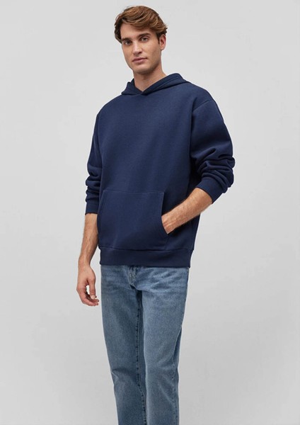 Erkek Sweatshirt Lacivert M0S10275-70490 Kapüşonlu  Loose