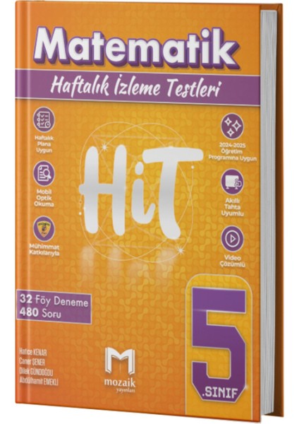 Mozaik 5. Sınıf Matematik Hit Haftalık Izleme Testleri 32 Deneme 480 Soru