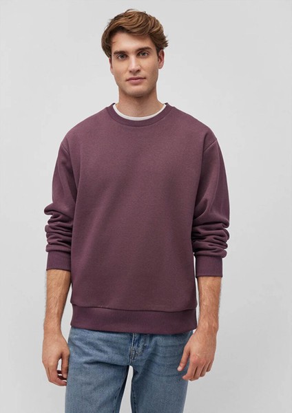 Erkek Sweatshirt Vişne M0S10276-70260 Bisiklet Yaka Loose