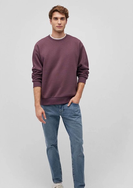 Erkek Sweatshirt Vişne M0S10276-70260 Bisiklet Yaka Loose