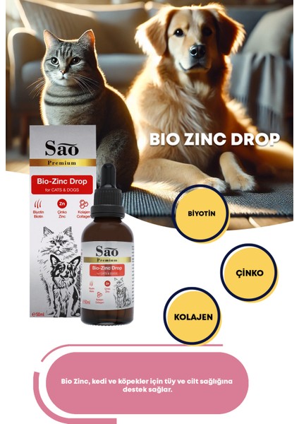 Bio - Zinc Drop Kediler ve Köpekler Için Deri ve Tüy Sağlığı Destekleyici Damla 50ML fırsatları