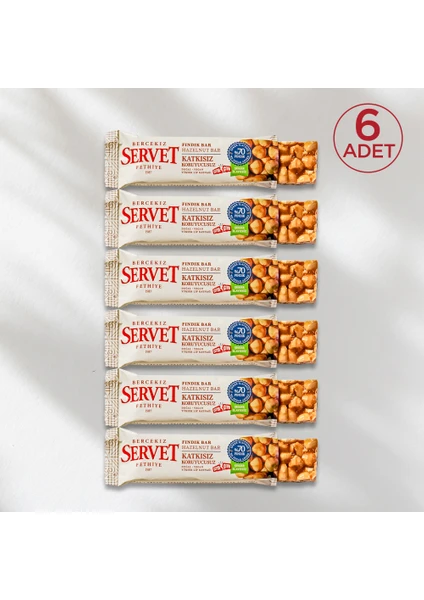 Şeker İlavesiz Fındık Krokan Bar 120 gr (6 x 20 gr)