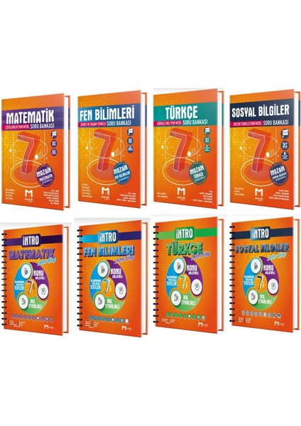 7. Sınıf Matematik Fen Türkçe Sosyal Soru Bankası ve Defter Seti 8 Kitap