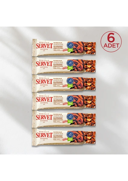 Şeker İlavesiz Badem Krokan Bar 120 gr (6 x 20 gr)