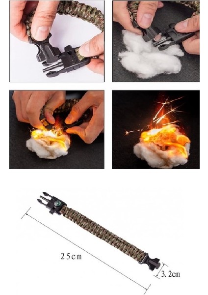 Düdük Çakı Pusula Çakmaktaşı Paraşüt Ipi Hayatta Kalma Bilekliği indirimleri