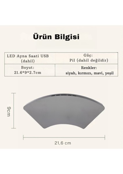 Dekoratif Masaüstü Dijital Saat Kavisli Sıcaklık Tarih Ölçen Şık USB Aynalı LED Işıklı Alarmlı Saat indirimleri