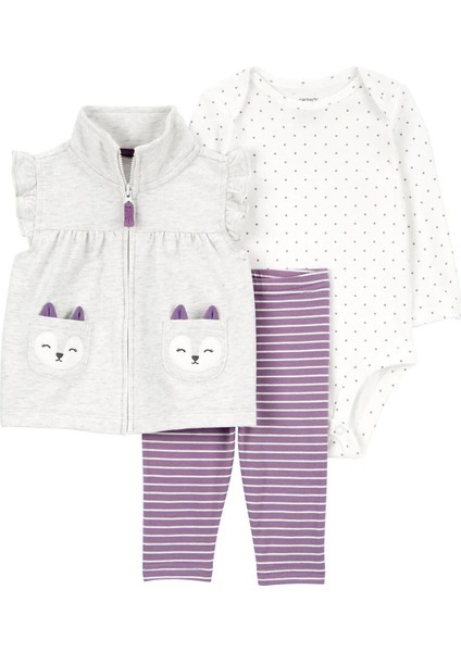 Kız Bebek Yelekli Set 3'lü