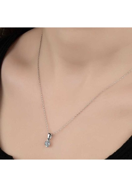 Swarovski Taşlı Gümüş Tektaş Bayan Kolye fiyatları