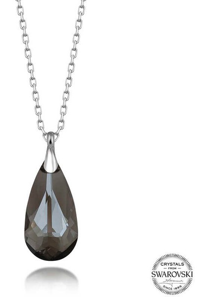 Swarovski Crystal Taşlı Damla Gümüş Kadın Kolye