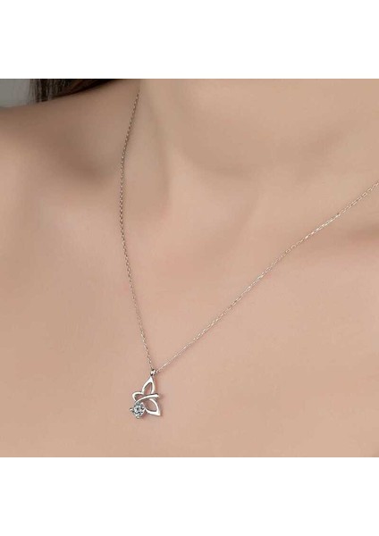 Swarovski Taşlı Gümüş Yusufcuk Bayan Kolye