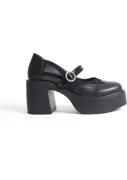 Arja Siyah Mary Jane Bantlı Yüksek Kalın Platform Topuklu Hafif Günlük Ayakkabı fırsatları