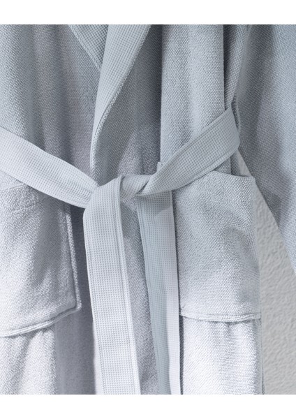 Carole Unisex Pamuk Bornoz Set - Açık Gri - Lüks Koleksiyon