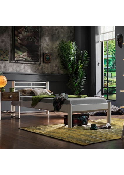 Allegro Tek Kişilik Ferforje Metal Karyola - Beyaz modelleri