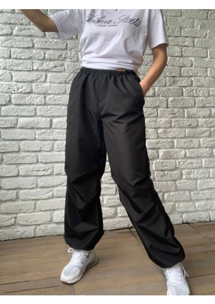 Siyah Paraşüt Pantolon