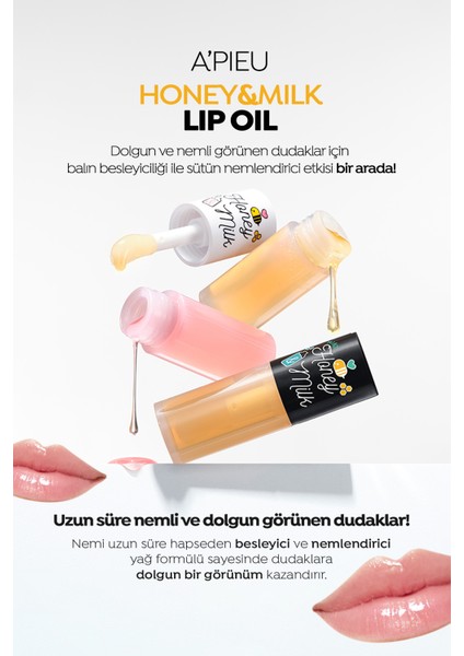 Bal Ve Süt Özlü Besleyici Şeftali Aromalı Dudak Bakım Yağı A'pıeu Honey&Milk Lip Oil Light (Peach)