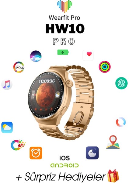 HW10 Pro 1.52 Inç 38 mm Yuvarlak Amoled Ekran Yapay Zeka Destekli Akıllı Saat