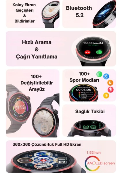 HW10 Pro 1.52 Inç 38 mm Yuvarlak Amoled Ekran Yapay Zeka Destekli Akıllı Saat