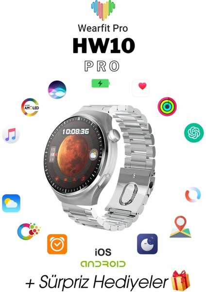 HW10 Pro 1.52 Inç 38 mm Yuvarlak Amoled Ekran Yapay Zeka Destekli Akıllı Saat