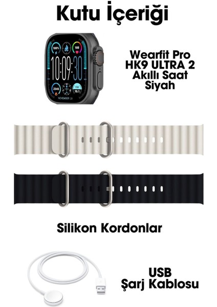 Wearfit Hk9 Ultra 2 Akıllı Kol Saati Model:inç 49MM Amoled Ekran (Siyah)