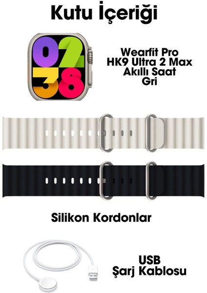 Wearfit Hk9 Ultra 2 Max Akıllı Kol Saati ( Model:inç 49MM Amoled Ekran (Gri)