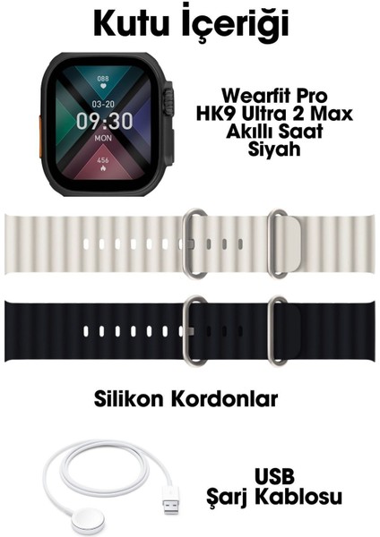 Wearfit Hk9 Ultra 2 Max Akıllı Kol Saati ( Model:inç 49MM Amoled Ekran (Siyah)