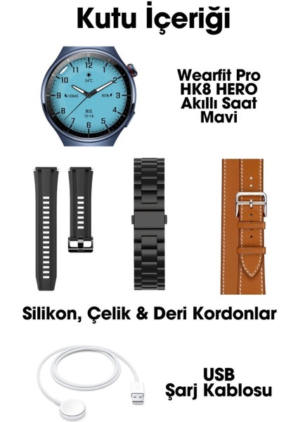 Wearfit Pro Hk8 Hero Mavi 1.52INÇ 37MM Amoled Ekran Akıllı Kol Saati