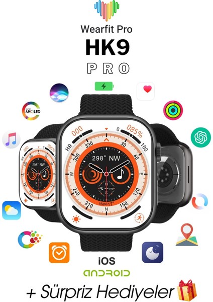 Hk9 Pro Akıllı Saat 45MM Amoled Ekran Akıllı Kol Saati