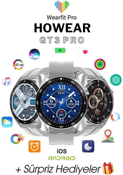 Howear Gt3 Pro Amoled Ekran 1.55 Inç 39MM Akıllı Saat