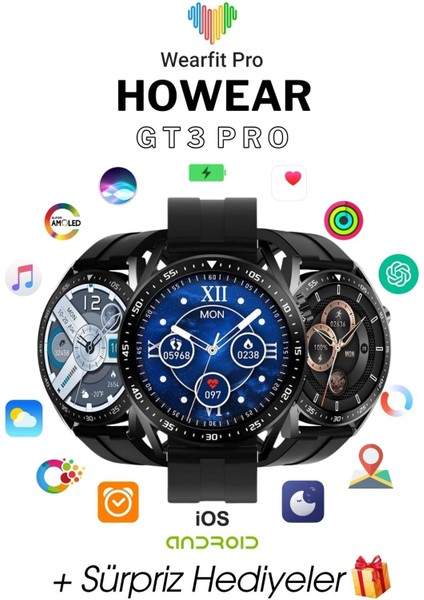 Howear Gt3 Pro Amoled Ekran 1.55 Inç 39MM Akıllı Saat