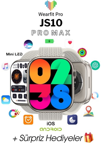 JS10 Pro Max Akıllı Saat 49MM Miniled Ekran Akıllı Kol Saati fiyatları