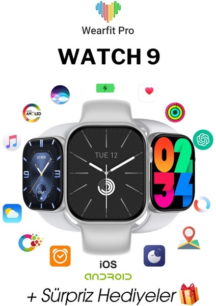 Watch 9 Akıllı Saat 45MM Amoled Ekran Akıllı Kol Saati