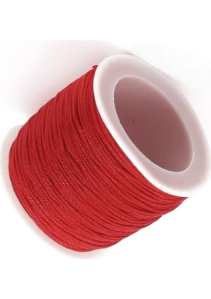 Paraşüt Ipi, Bileklik-Kolye Örgü Ipi 1 mm 50 Metre Kırmızı
