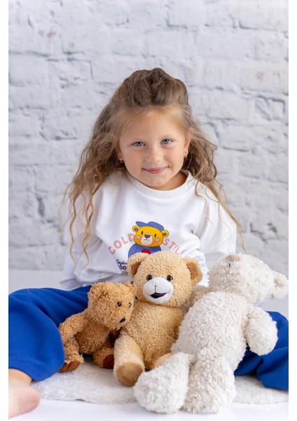 Kız Çocuk Baskı ve Nakış Detaylı Sweatshirt - Ekru