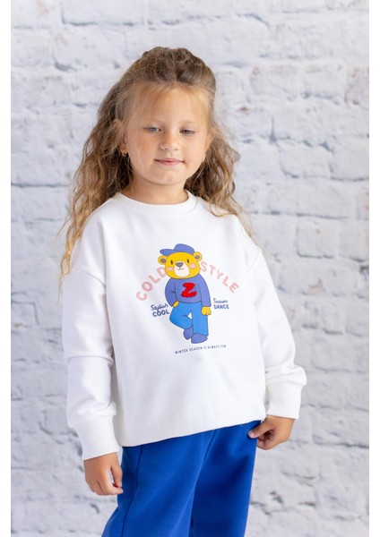 Kız Çocuk Baskı ve Nakış Detaylı Sweatshirt - Ekru fiyatları