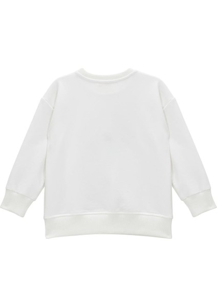 Kız Çocuk Baskı ve Nakış Detaylı Sweatshirt - Ekru modelleri