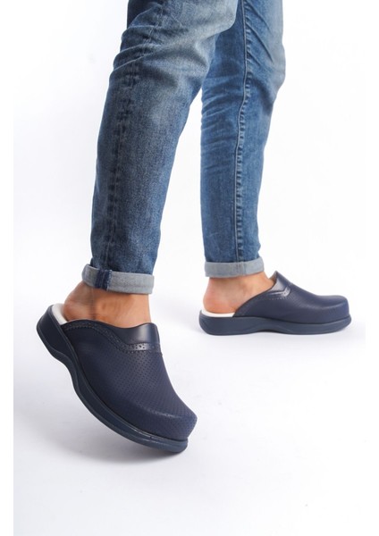 Erkek Lacivert Klasik Delikli Sabo Terlik Ortopedik Doktor Hemşire Hastane Terliği fiyatları