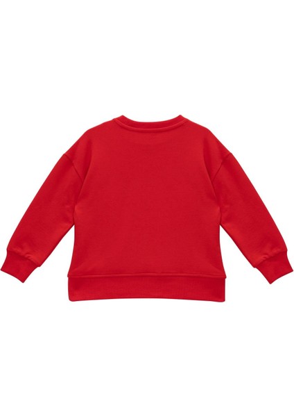 Kız Çocuk Baskı ve Nakış Detaylı Sweatshirt - Kırmızı modelleri
