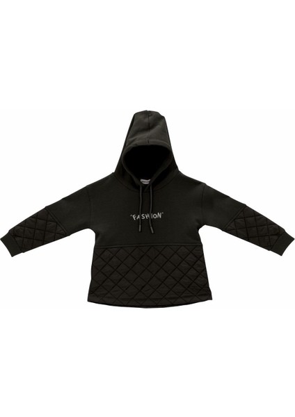 Kız Çocuk Nakış Detaylı Kapitoneli Sweatshirt - Siyah modelleri