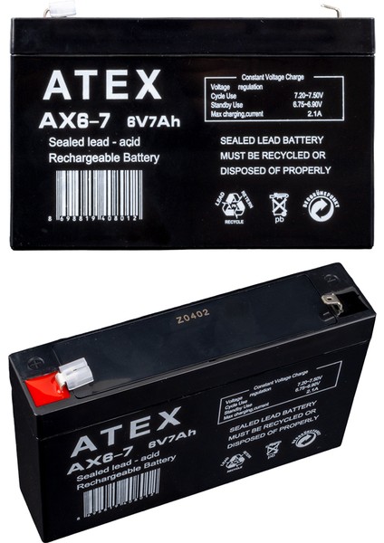 Atex 6 Volt - 7 Amper Akü (150 x 50 x 94 Mm) (4434)