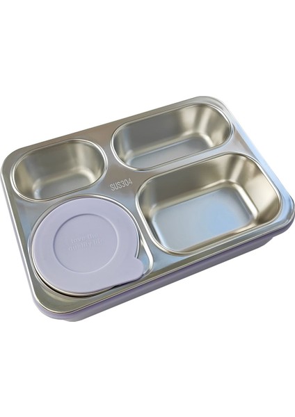 304 Çelik Mor 950 ml 4 Bölmeli Öğrenci Ofis Yemek Mama Kabı Sefer Tası modelleri