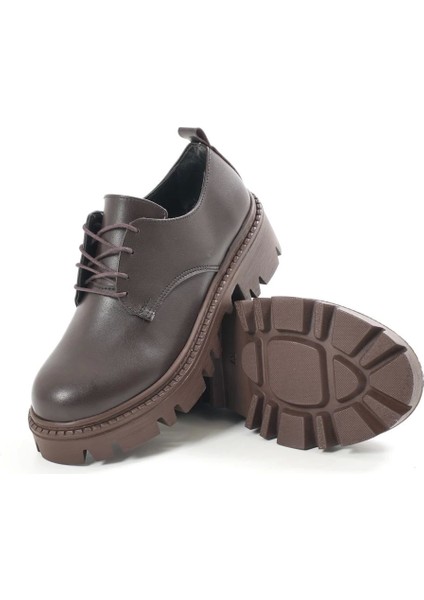 868-754 Kahverengi Bağcıklı Günlük Yüksek Tabanlı Loafer Ayakkabı indirimleri