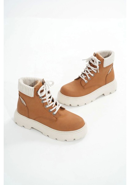 LMÇ-2045 Taba Süet Bağcıklı Kalın Taban Kadın Günlük Bot fırsatları
