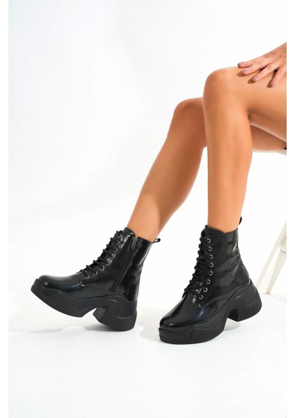 FZ-2550 Siyah Rugan Yüksek Tabanlı Bağcıklı Fermuarlı Günlük Kadın Bot indirimleri