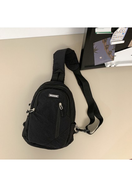 Amerikan Retro Lise Öğrencisi Omuz Çantası Çift Düz Renk Ins Japon Iş Giysisi Rahat Göğüs Çantası Büyük Kapasiteli Omuz Çantası (Yurt Dışından)