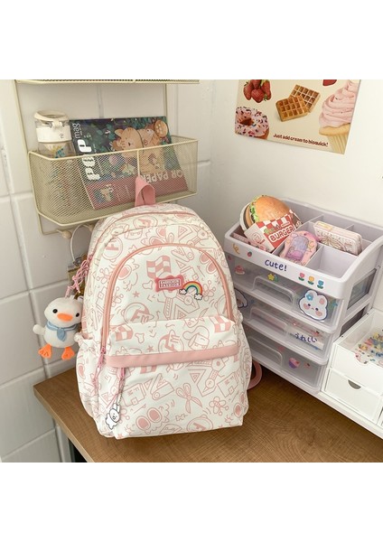Kampüs Kız Sırt Çantası, Ilk ve Orta Okul Öğrenci Mektubu Baskılı Sırt Çantası, Küçük Taze Edebi Tarzı Üniversite Öğrencisi Okul Çantası (Yurt Dışından)