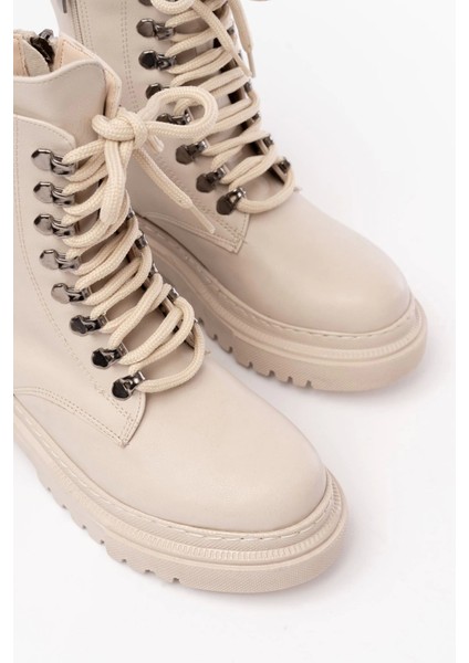 812-2121 Bej Bağcıklı Fermuarlı Günlük Kadın Bot fırsatları