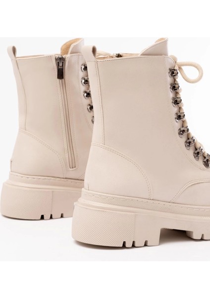 812-2121 Bej Bağcıklı Fermuarlı Günlük Kadın Bot indirimleri