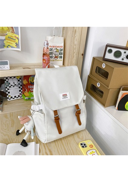 Basit Sırt Çantası Seyahat Çok Yönlü Sırt Çantası Hafif Kontrast Renkli Büyük Kapasiteli Öğrenci Okul Çantası (Yurt Dışından)