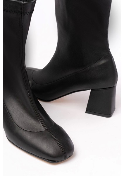 HC-2700 Siyah Streç Topuklu Fermuarlı Günlük Kadın Bot modelleri