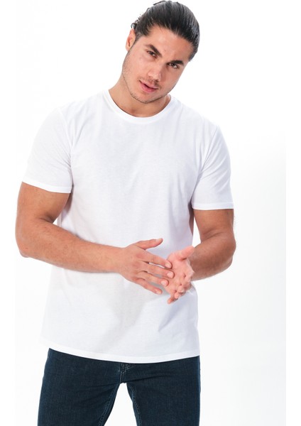 Erkek Bisiklet Yaka Tişört Regular Fit Pamuk Basic T-Shirt